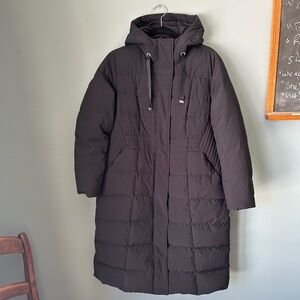 Black Hooded Puffer Coat - “Women’s Petite Stretch Maxi Quilted Down Coat”